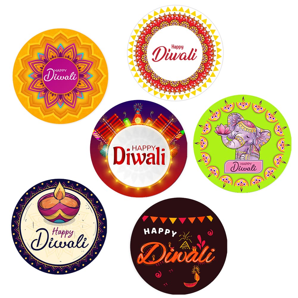 Papa Prints Crackers Pack Of 48 Diwali Stickers Kids Diwali Stickers (45Mm) Diwali Decor Labels For Candy Box, Sweet Cones And Party Boxes Papa Prints®