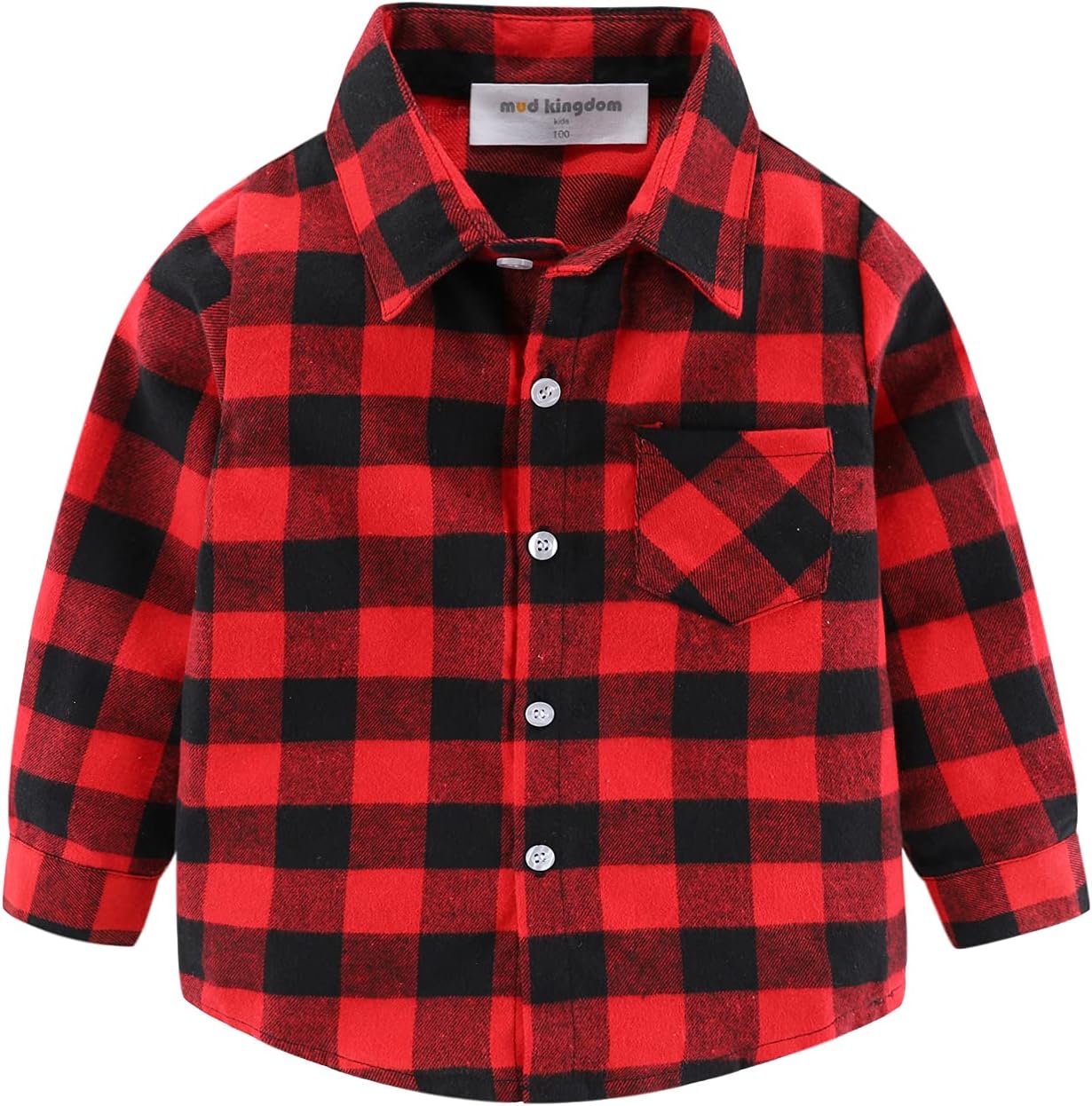 Mud Kingdom Boys Plaid Flannel Shirt Long Sleeve Button Down Casual