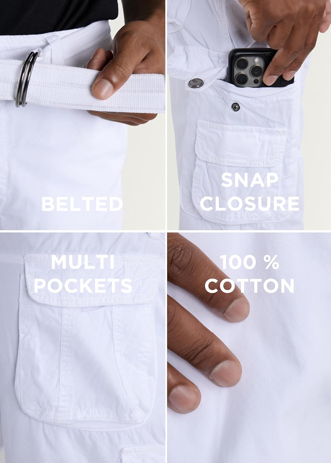 X RAY Mens Cargo Pants, Soft Cotton W/Deep Pockets & Belt Cargo Pants for Men Work and Travel - Image 5