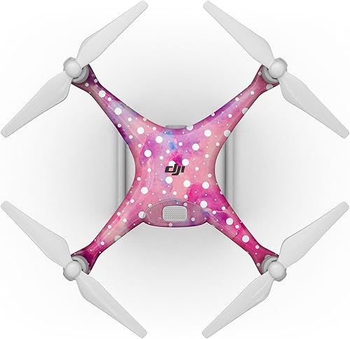 DesignSkinz - Compatible con Drone DJI Spark - Adhesivo protector de vinilo resistente a los arañazos - Lunares blancos sobre acuarela rosa Grunge