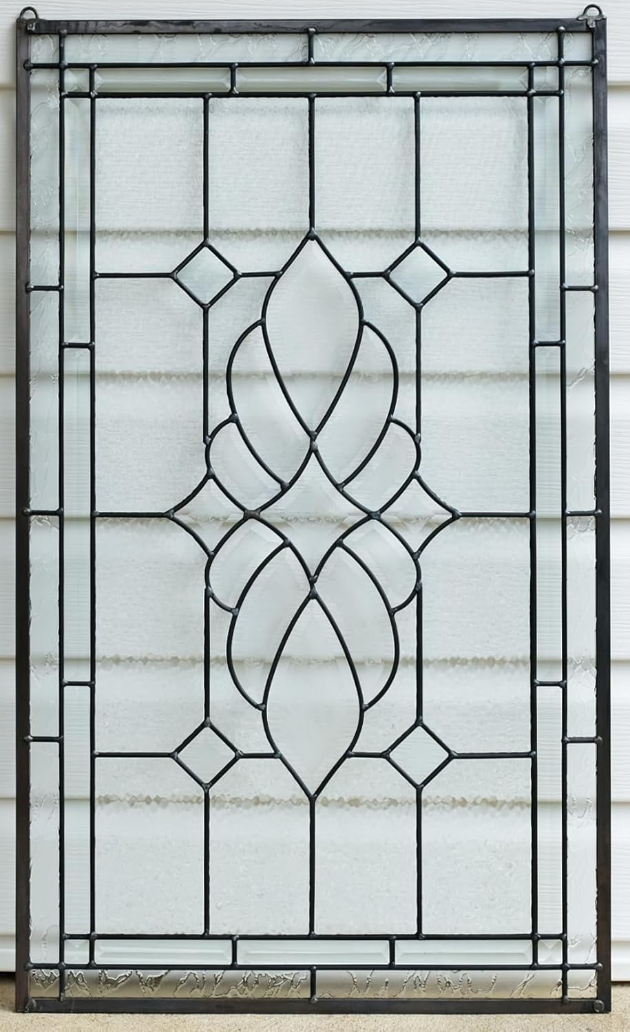20" x 34" All Clear Hanging Stained Glass Beveled Window Panel