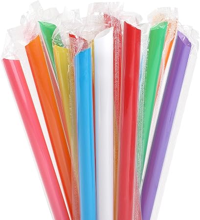 100 Pcs Jumbo Smoothie Straws Boba Straws,Individually Wrapped Multi Colors