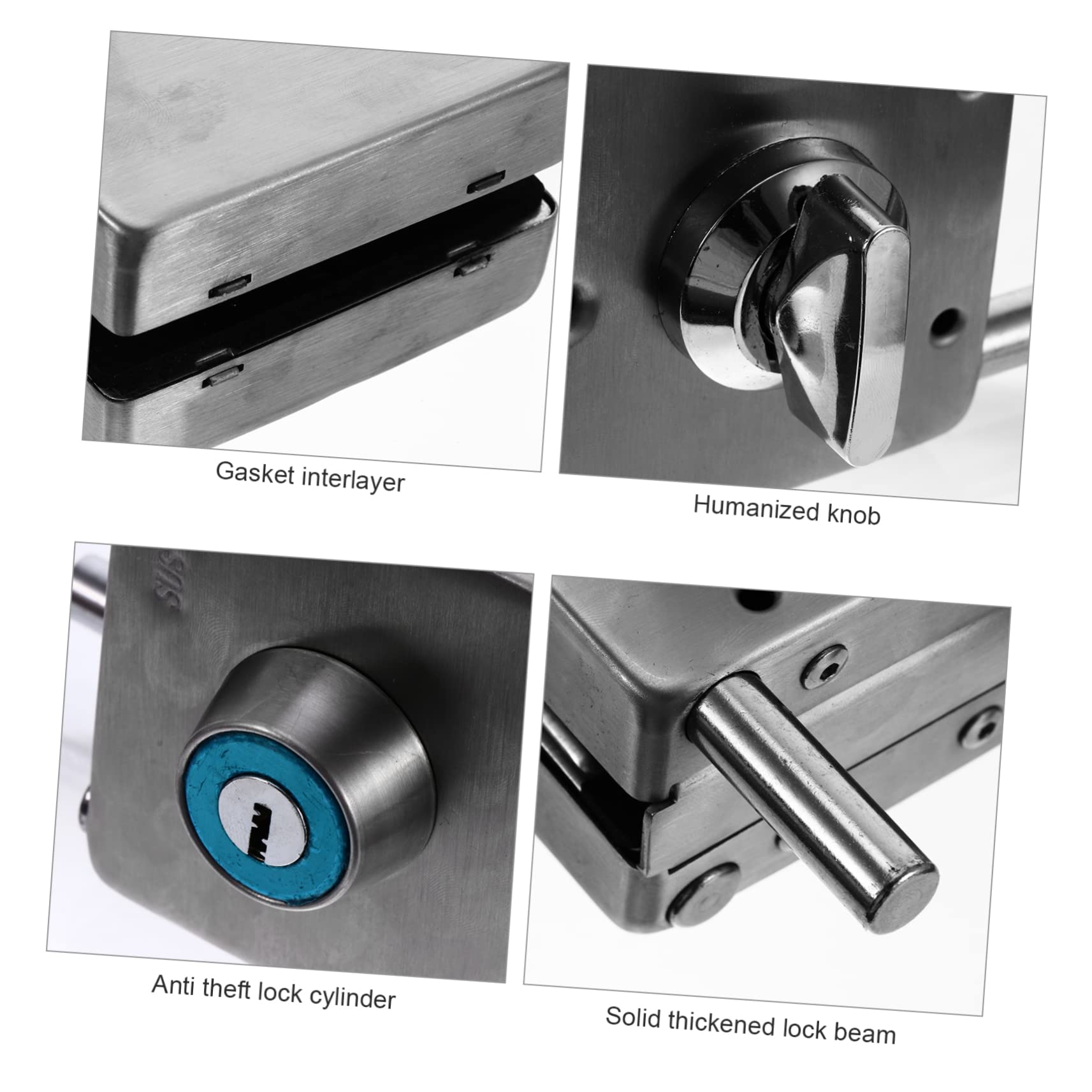 DOITOOL Verrouillage Porte Verre Sans Cadre Loquet Acier Inoxydable Avec Finition Brossée Serrure De Portail Facile à Installer