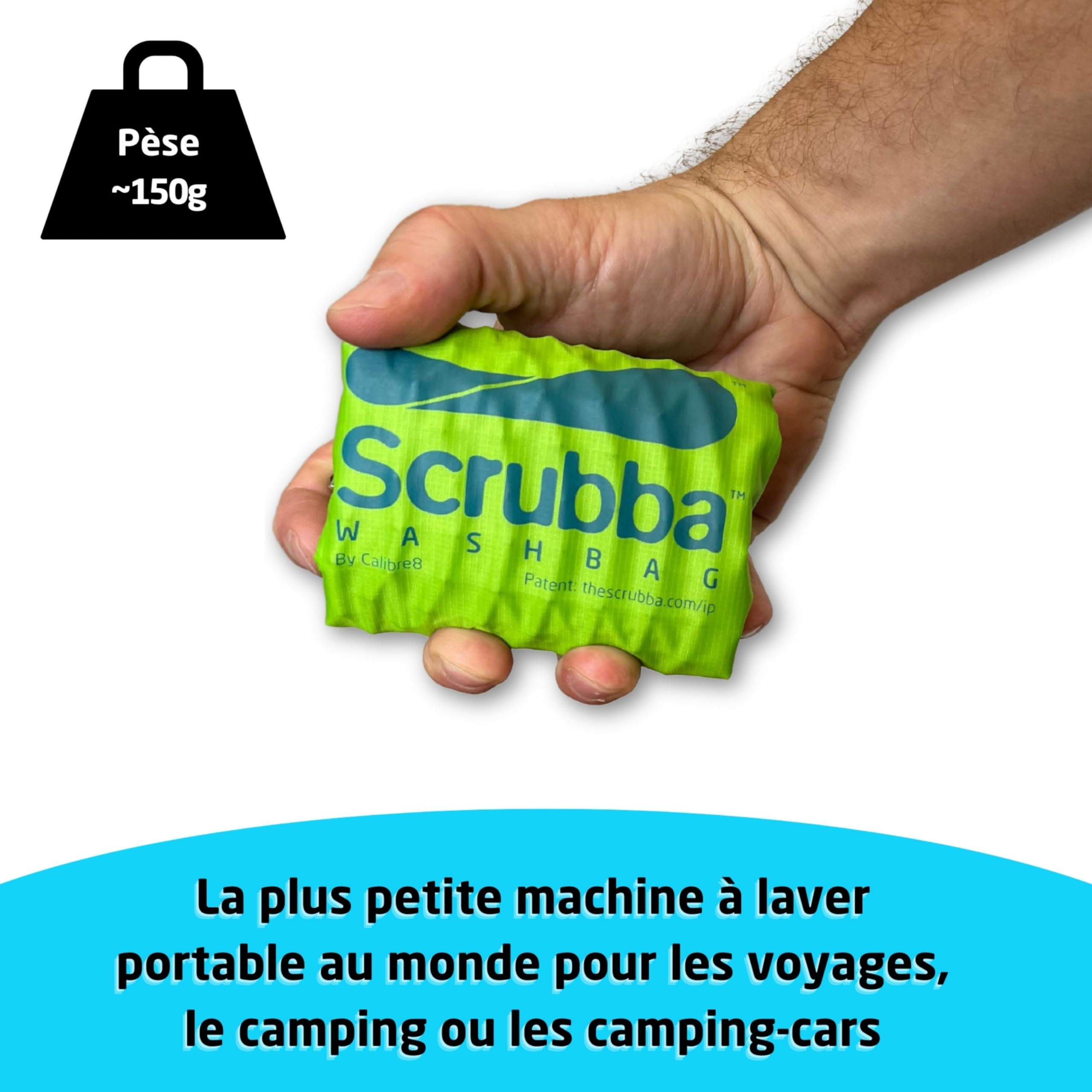 Scrubba Sac Lave-Linge Portatif 2.0 - Sac Étanche D’essorage pour le Voyage, Camping, Randonnée - Essentiel pour Faire Sa Lessive Pendant Son Voyage