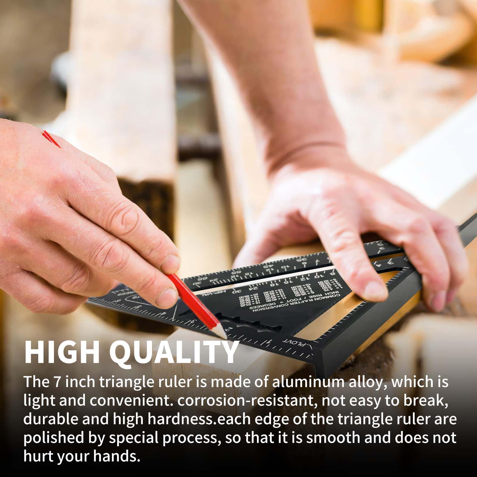 7 Inch Carpenters-Square-Aluminium Speed Square, Versatile Set Alloy Square Multi-Functional Carpenter's Tool - Image 4