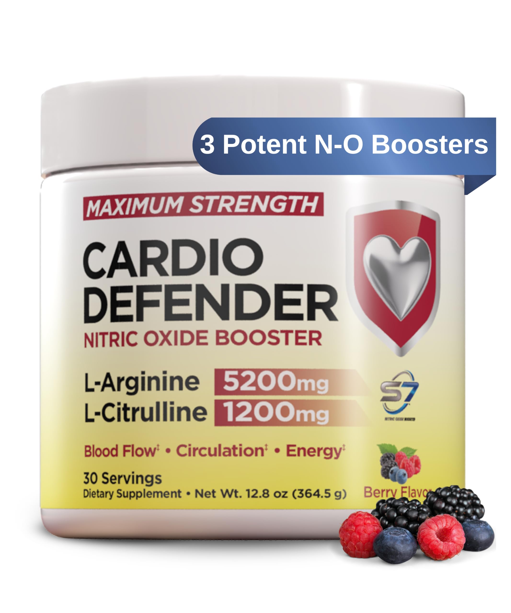 Cardio Defender Pré-treino em pó com L-arginina 5.200 mg e L-citrulina 1.200 mg, 363 g