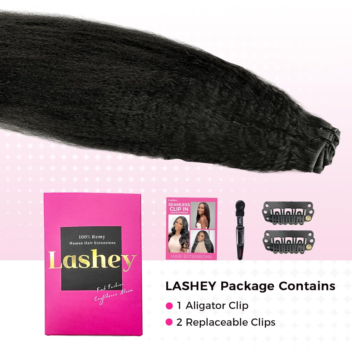 Lashey Invisi Edge Clip in Hair Extensions, 7pcs 110g 18 Inch Natural Black Seamless Clip in Hair Extensions Human Hair Kinky Straight Real Remy Human Hair