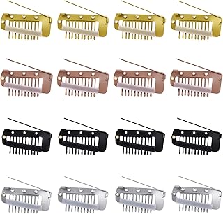 16pcs Wig Clip with Safety Pins, 10-Teeth Hair Extension Snap Clips in Invisible Strong Wig Combs to Secure Wig no Sew Chunni Grip Dupatta Setting Clips