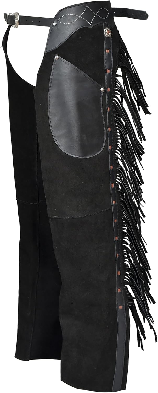 Custom Split Leather Shotgun Chaps, Personalized Fit Handmade Western Riding Gear - Image 5