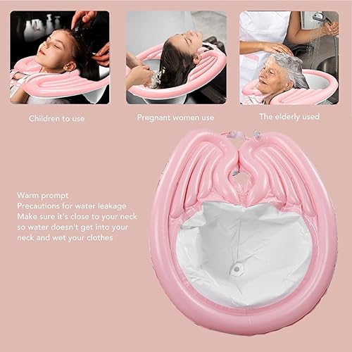 Miniatura 6 de Cuenco inflable para champú, fregadero plegable con manguera de drenaje desmontable para cama y bandeja de lavado de cabello, lavabo para champú