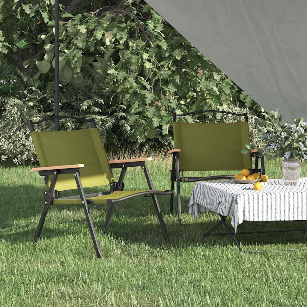 Składane wodoodporne krzesło turystyczne Oxford 54x43x59 cm zielony | Krzesła turystyczne składane 2 szt zielone 54x43x59cm tkanina Oxford na kemping plażę ogród