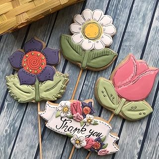 LILIAO Flowers Cookie Cutter Set - 4 Piece - Tulip, Daisy Flower, Kapok and Plaque Biscuit Fondant Cutter - Stainless Stee...