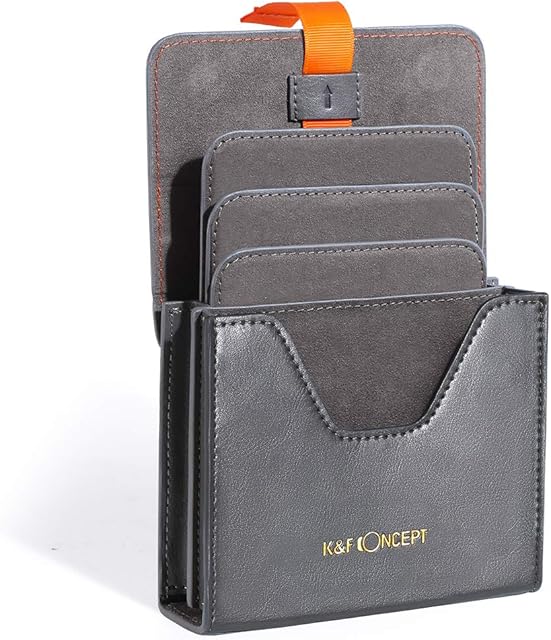 K&F Concept Lens Filter Case, Waterproof Leather Camera Lens Filter Pouch for 100 * 100mm Square Filters ND CPL Filters and Filter Holder