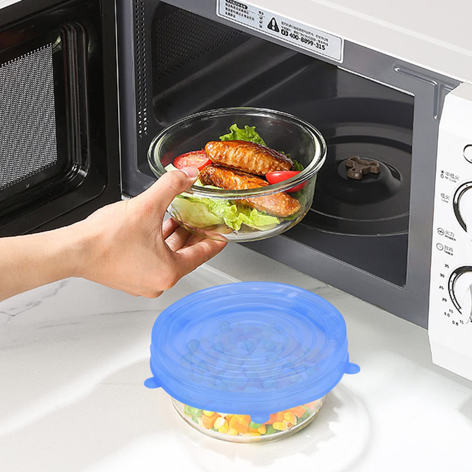 12 Coperchi In Silicone Estensibili | Senza BPA Per Contenitori | 6 Misure (6.4-19 Cm) | Lavabili - Foto 13