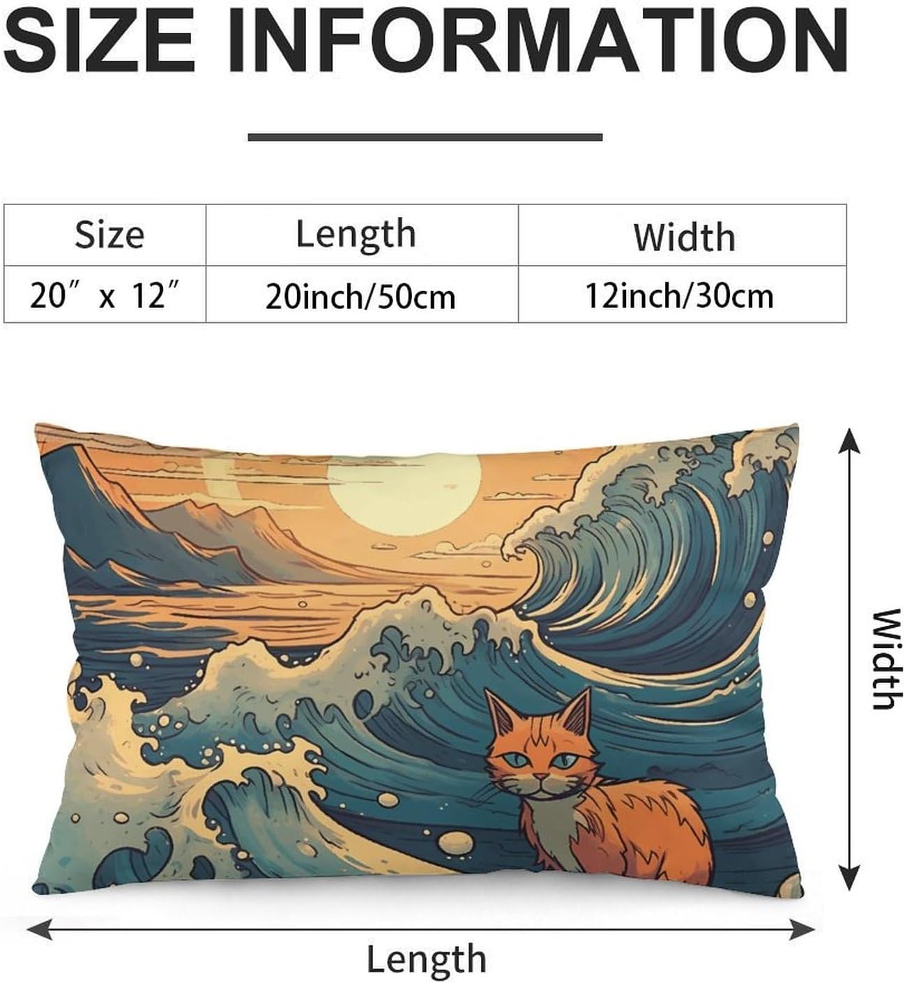 Throw Pillow Cover Soft Plush Anime Style Cat Throw Pillow Case 12 "x20 Premium Cushion for Farmhouse Outdoor Modern Boho Pillow Covers image 2