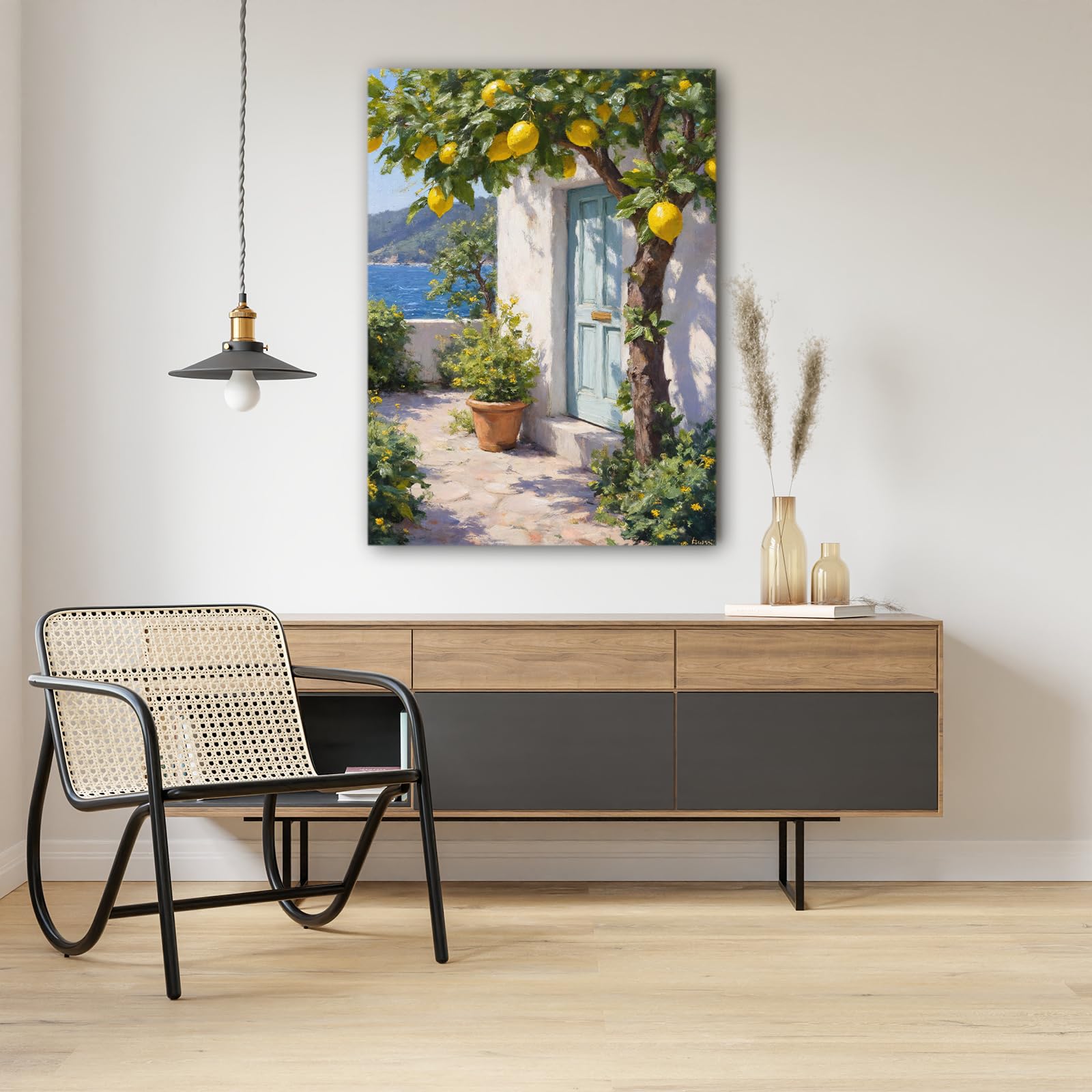 Amazon.com: Lemon Decor Art Print, Mediterranean Style Mural