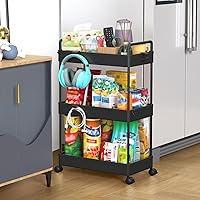 Vista 1 de SOLEJAZZ 3 Tier Rolling Storage Cart with Wheels Slim Craft Nail Makeup Snack Art Baby Utility Cart Organizer on 2 Lockable Wheels for Bathroom