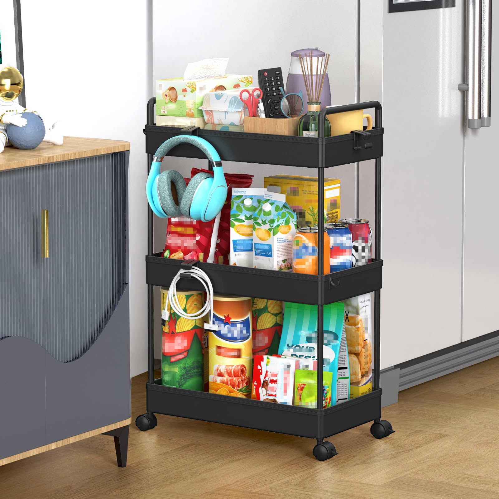 SOLEJAZZ 3 Tier Rolling Storage Cart - kitchen furniture | Mubboo