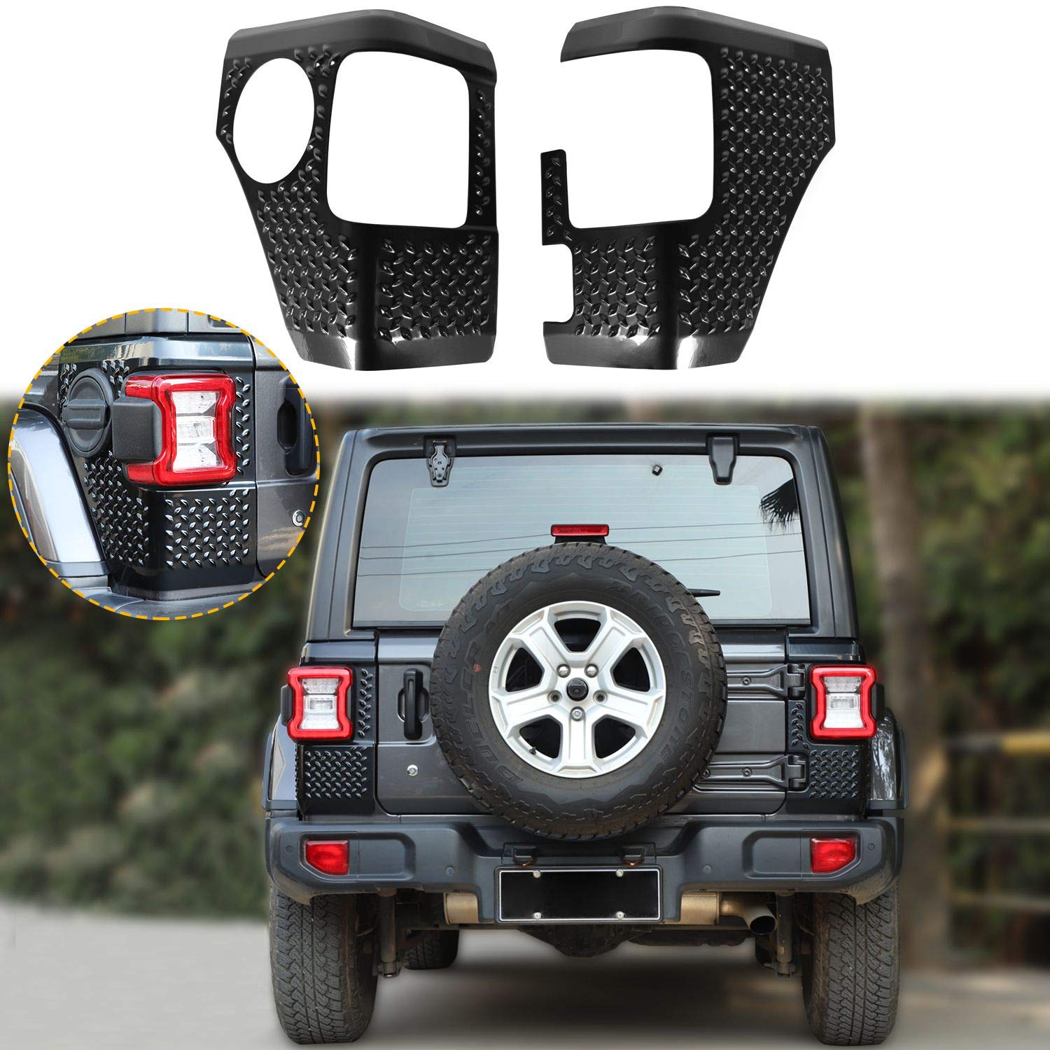 RT-TCZ for Jeep JL Tail Light Cowl Body Armor, JLU Rear Corner Guards Protector for Jeep Wrangler JL JLU 2018-2024 Black Exterior Accessories 2pcs