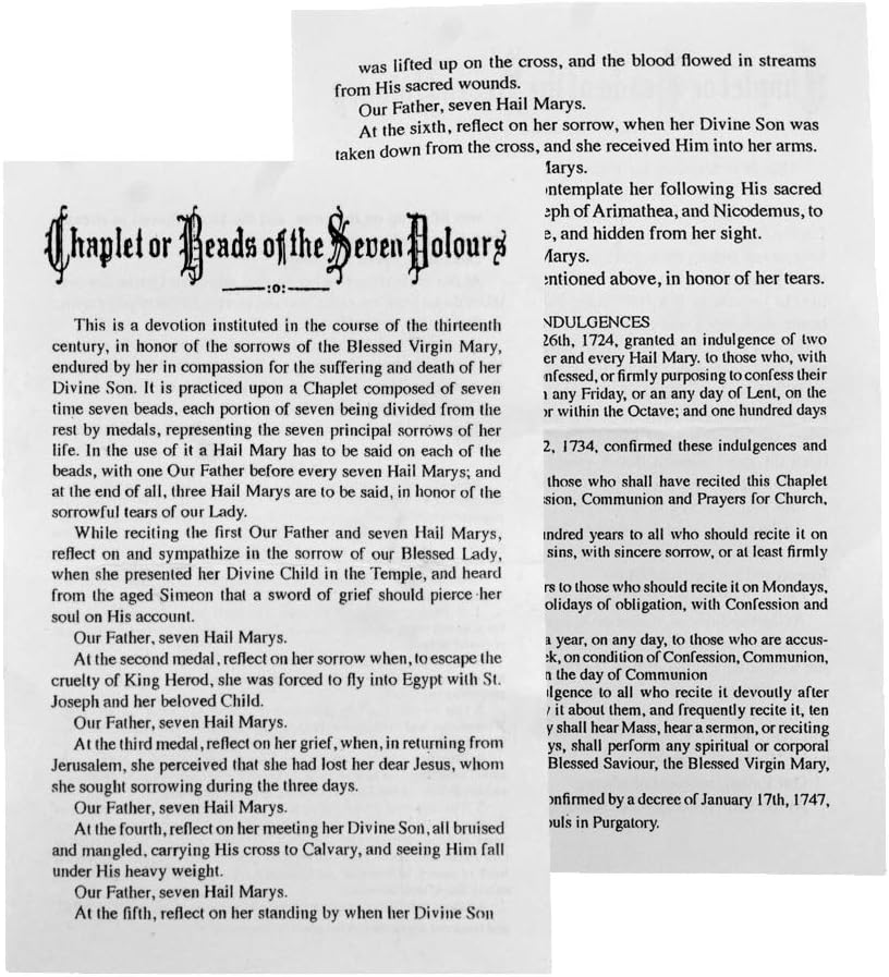 Our Lady of Sorrows Rosary | 4 Styles | Wood Crystal or Pearl Beads | Comes with Info Papers | Christian Jewelry (Black Wooden Beads) - Image 4