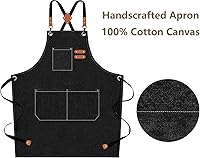 Vista 32 de AFUN Delantales de chef para hombres y mujeres con bolsillos grandes, lona de algodón con espalda cruzada, resistente y ajustable, talla M a XXL