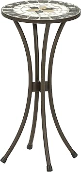 Dehner Diana Flower Stool Diameter 30 cm Height 60 cm Metal Mosaic Look Brown/Grey/White