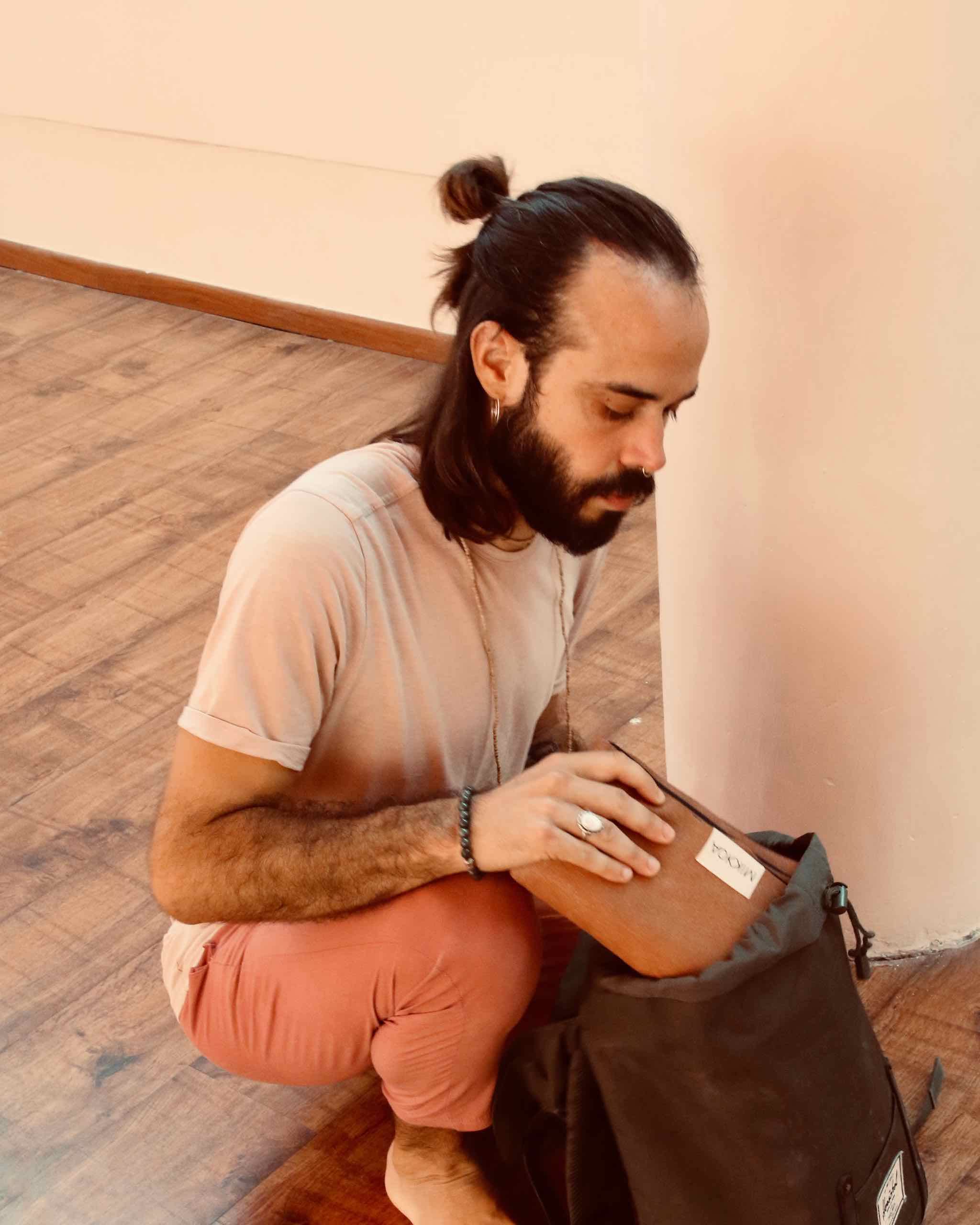 Tappetino da yoga da viaggio, 1,5 mm, pieghevole, leggero, per escursioni, ritiro, all'aperto, palestra, pilates, lavabile in lavatrice