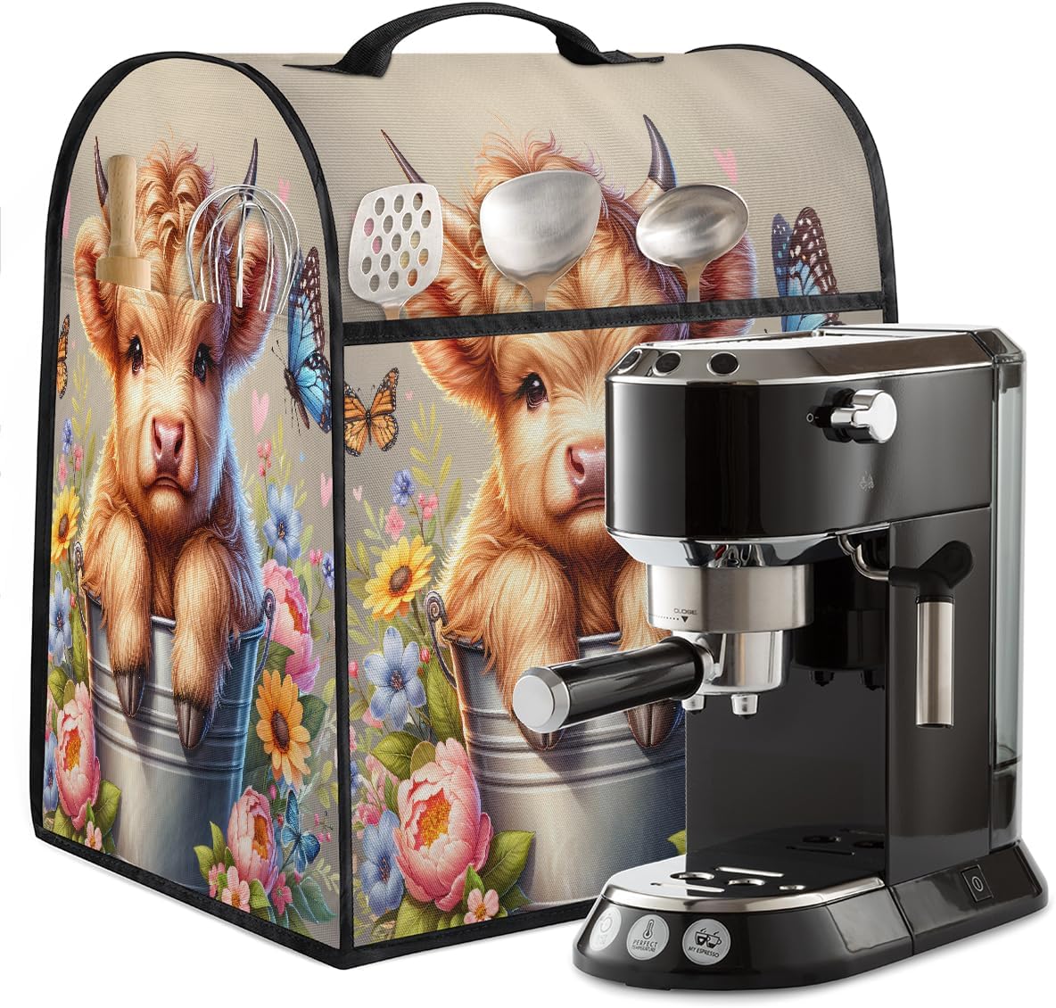Kitchen Aid Mixers Cover Animal Highland Cow for Stand Mixer 6-8 Quarts with Zipper Pocket Kitchen Aid Storage Covers Kitchen Appliance Covers for Coffee Machine Mixer Home Kitchen Counter