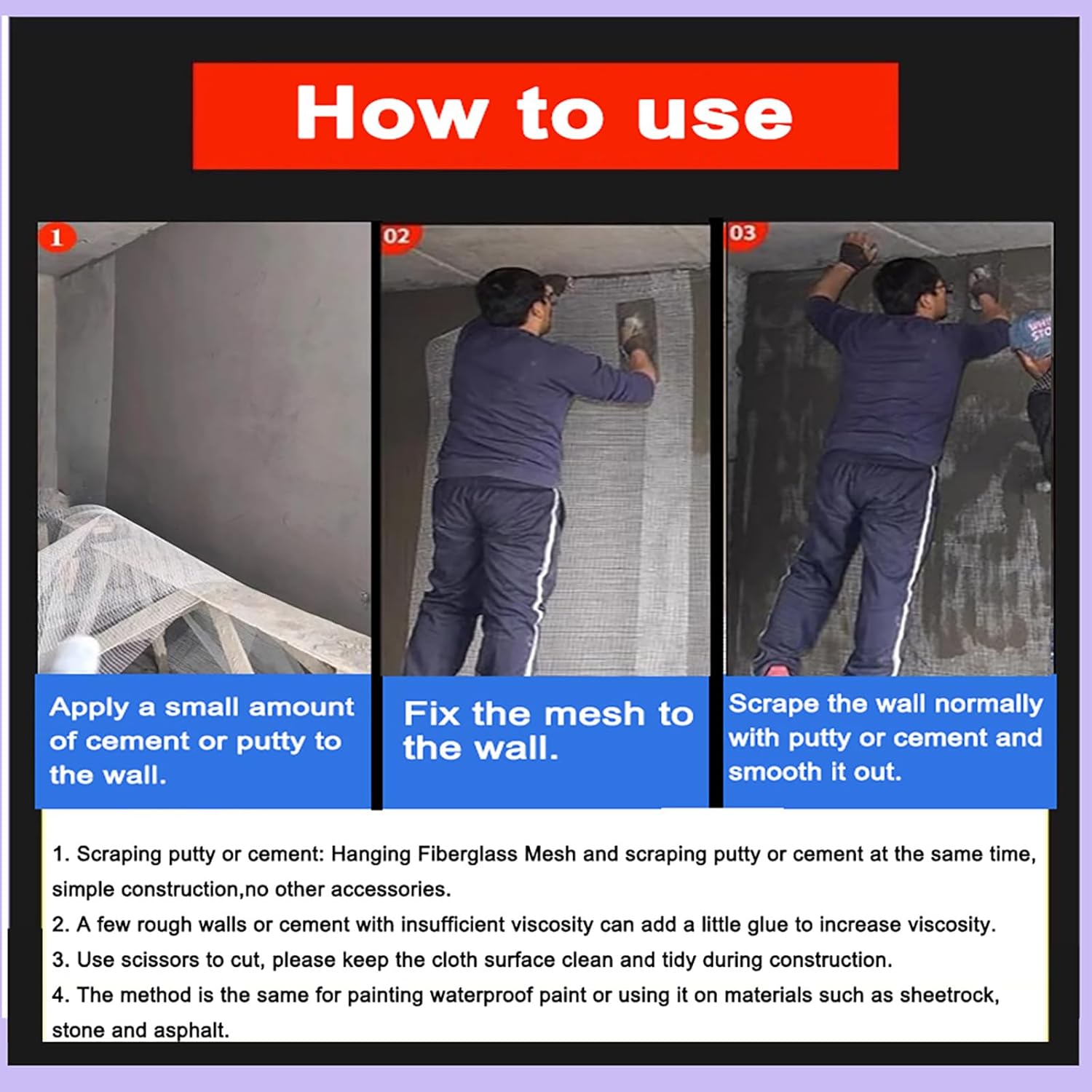 Heavy-Duty Fiberglass Mesh Roll Plastering Mesh Stucco Fibreglass Reinforcing Mesh for Wall Plastering Rendering Tiling Gypsum Seam Repair Large Size 160g/m²(Size:1 * 50m(3.2ft x 164ft))