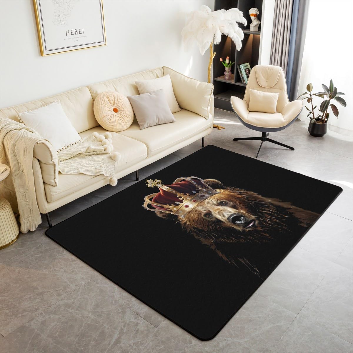 Tapis de salon ours sauvage anti-glisse pour sécuriser vos sols