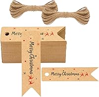 Vista 10 de G2PLUS 100 mini etiquetas de regalo de papel kraft con cuerda, etiquetas de regalo de papel en blanco de 2.8 x 0.8 pulgadas, etiquetas colgantes