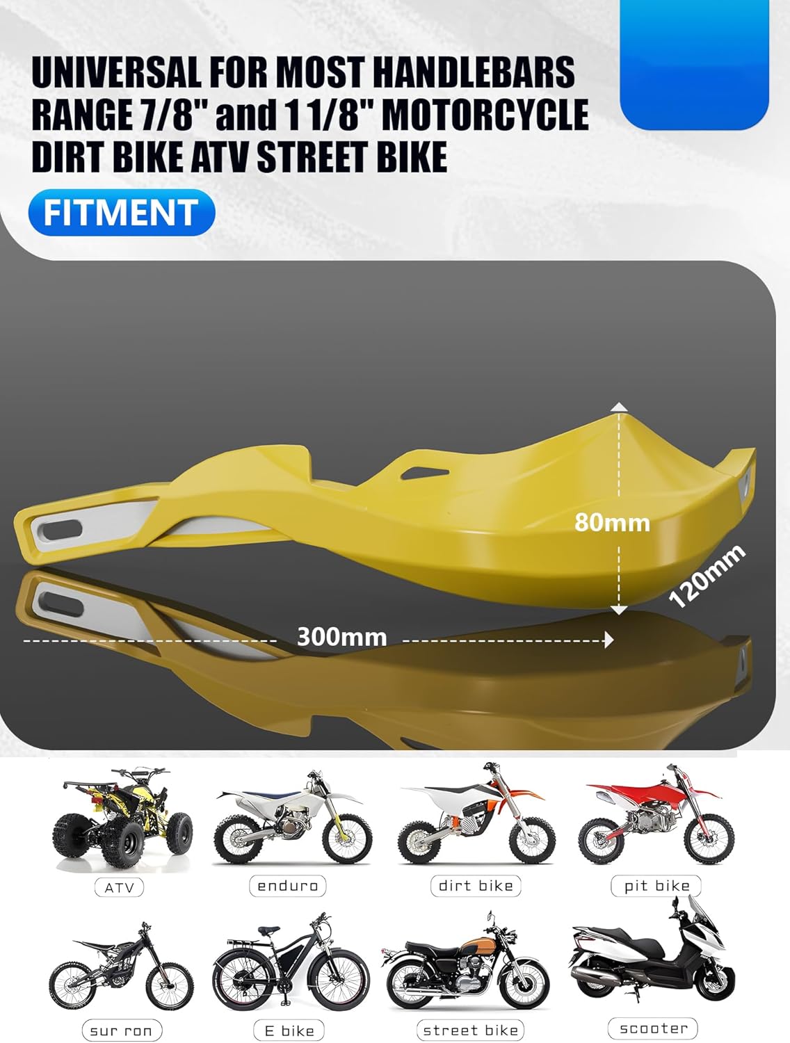 JFG RACING Dirt Bike Hand Guards,7/8'' and 1 1/8'' Handlebar Dirtbike Handguards Accessories Universal for Motorcycle Snowmobile ATV Pit Bike Off Road Motocross Enduro MX -Yellow