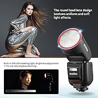 Vista 8 de Godox V1Pro-C versión USA Flash para Canon, V1Pro-CU Flash de cámara Speedlite con subflash desmontable, batería de carga USB-C, luz de modelado