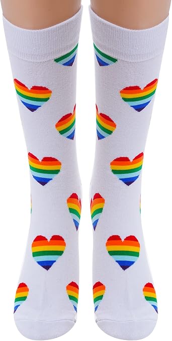 Rbenxia Rainbow Gay Pride Cotton Novelty Socks LGBT Colorful Striped Socks