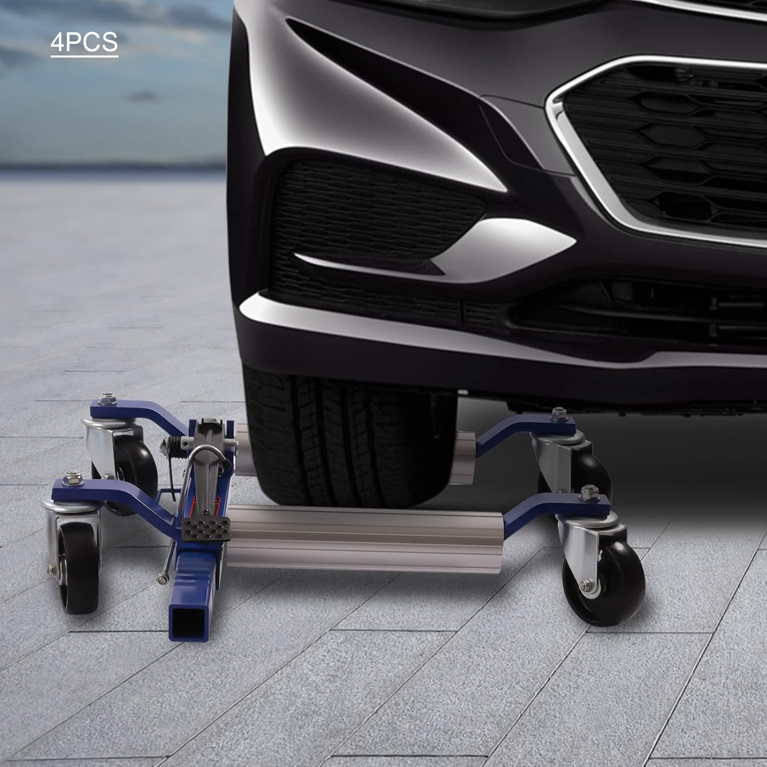 Car Wheel Dolly Set of 4, 5200 Lbs Capacity Retractable Car Jack Dolly, Heavy Duty Self Loading Dollies with 360° Rotating Wheel & Side Carry Handle for Parking Lots Towing Companies