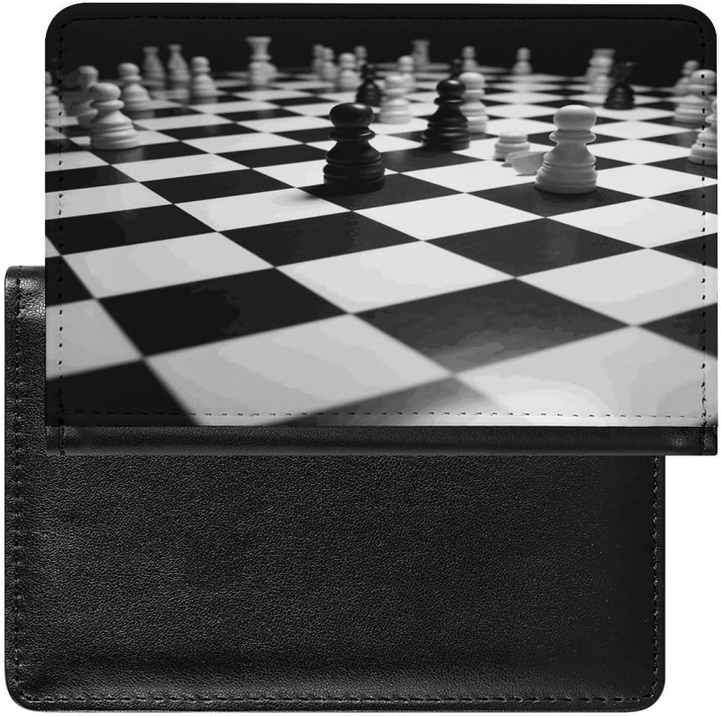 Black White Chess Checkerboard Passport Holder for Travel PU Leather Passport Book Card Holder Case Cute Passport Wallet Ultra Slim Passport Cover Passport Protector Case for Women Men