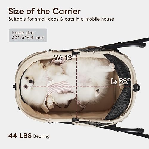 Miniatura 2 de PETTENA Foldable Pet Stroller,4 Wheels Pet Strolling Cart for Small Dogs Cats up to 44 Lbs, Pet Travel Carrier Strolling Cart with Storage Basket,