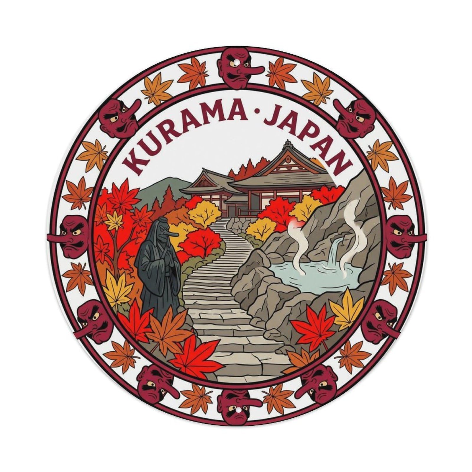 Kyoto Kurama Onsen Autumn Mountain Japan Nature Travel Metal Tin Sign