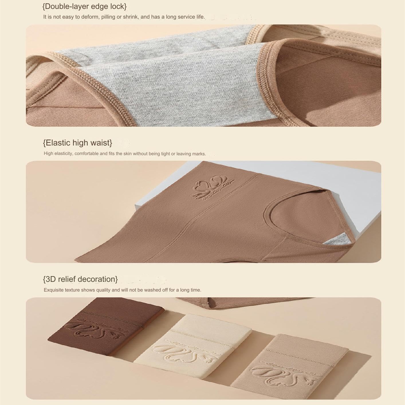 Mutande Donna Femminile Ad Alta Vita di Grandi Dimensioni Comode Cotone Biancheria Intima da Donna Slip da Donna 7a Antibatterico, Pacchetto da 5-Camel 5pc-160 M