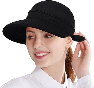 Sombrero de sol para mujer, 2 en 1, con cremallera, convertible, con visera de protección solar, sombrero de playa para mujer, sombrero de golf plegable