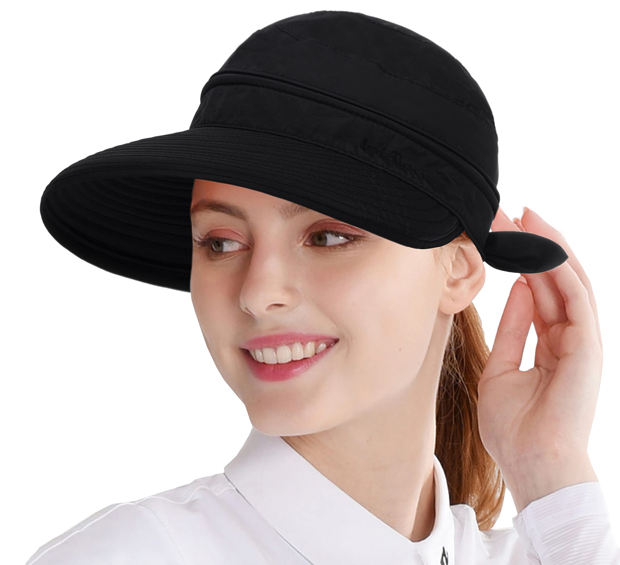 HilyBony Sombrero de sol para mujer, 2 en 1, con cremallera, convertible, con visera de protección solar, sombrero de playa para mujer, sombrero de golf plegable