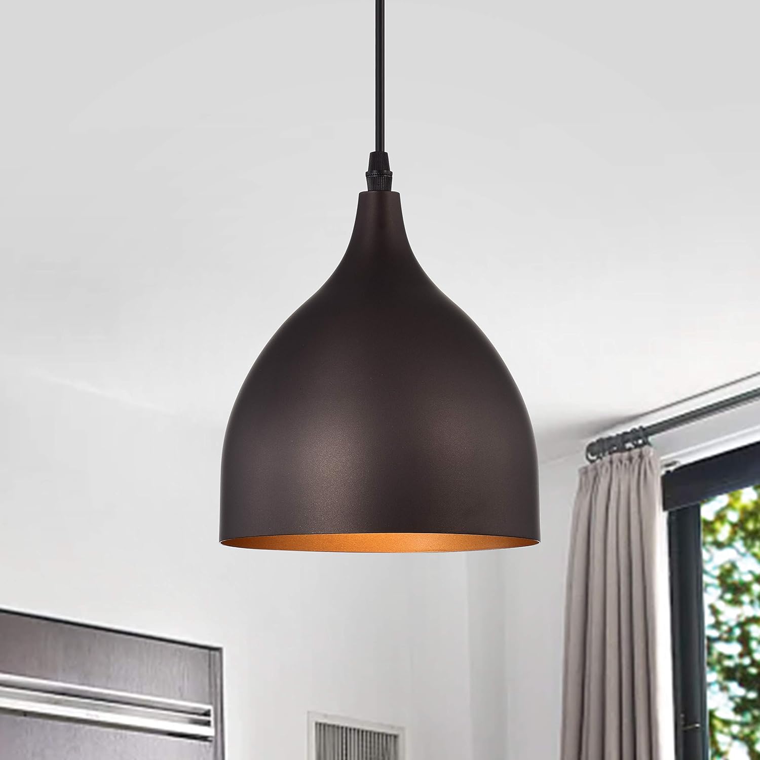 Chloe Lighting Walter Industrial 1 Light Oil Rubbed Bronze Mini Pendant Ceiling Fixture 7" Wide