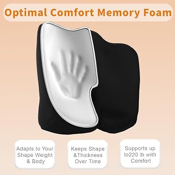 Coccyx Cushion for Tailbone Pain Relief | Ergonomic Seat Cushion for Office Chair, Car & Wheelchair Use with Sciatica Support