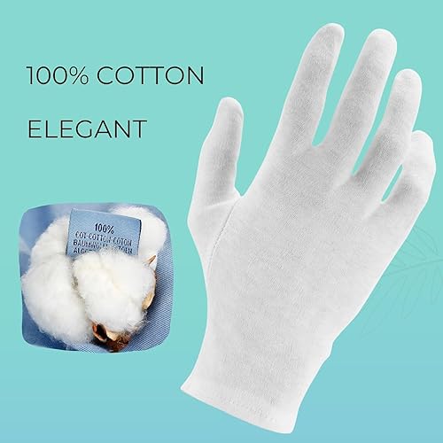 Miniatura 4 de 2 pares de guantes de algodón, guantes blancos para manos secas, guantes de algodón para dormir, guantes de noche hidratantes, guantes blancos 100%