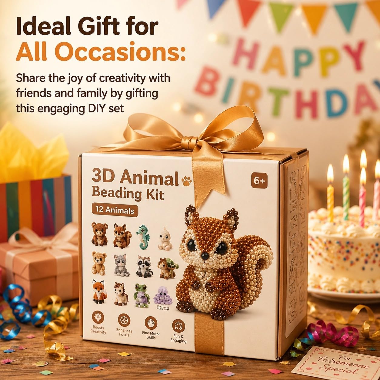 Set de Animales con Abalorios, Nuevo Kit DIY de Animales con Cuentas 20D, Lindos y pequeños Kits Abalorios Coloridas e Instrucciones(2pcs a)