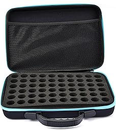 Essential Oil Box, 60 Holes Storage Box for Essential Oils 10ml 15ml, Shockproof Essential Oil Carrying Case, Nail Polish/Essential Oil Organizer, Blue, Refer to description