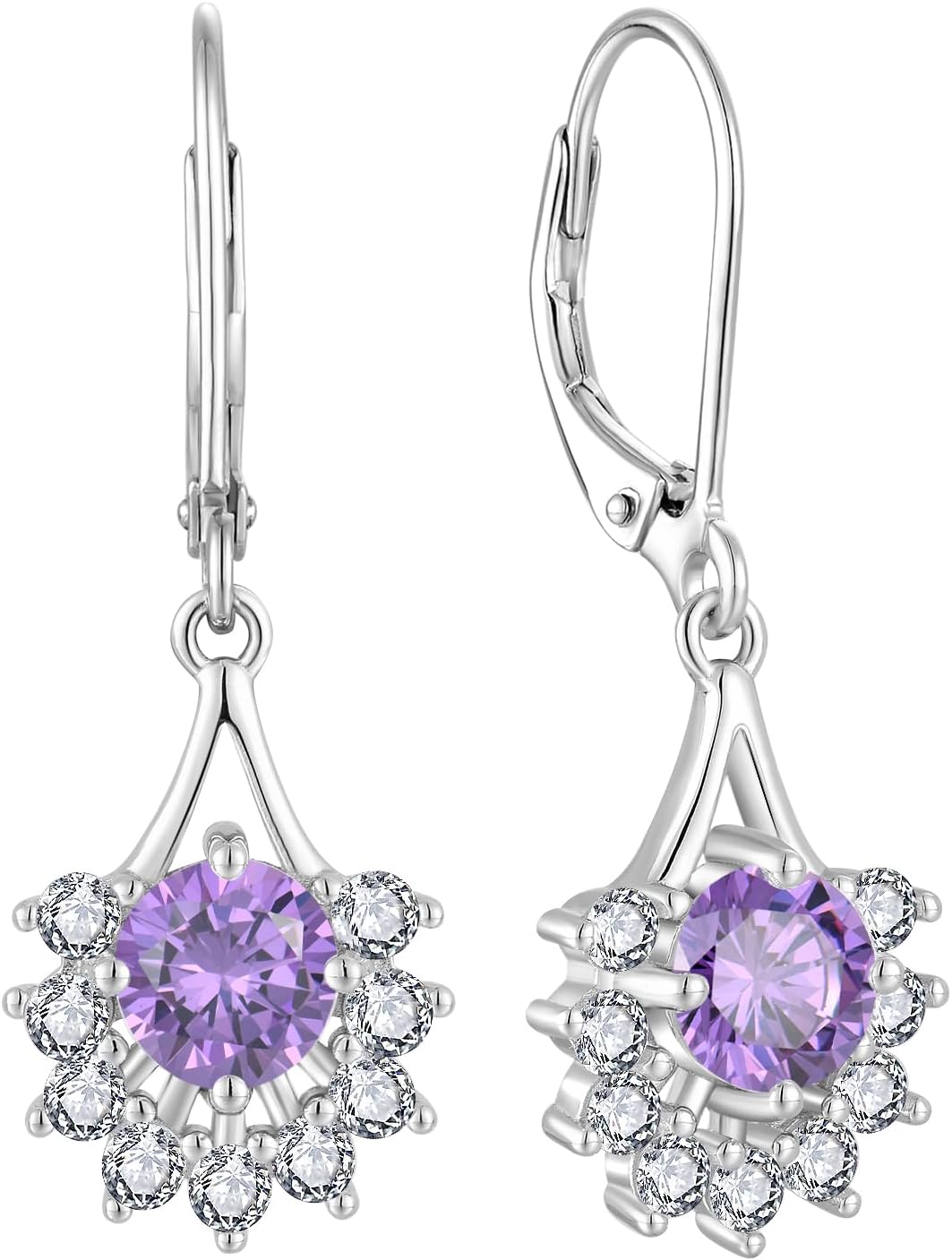 Leverback Earrings 925 Sterling Silver Dangle Drop Earrings Cubic Zirconia Earrings Birthday Gift for Women Her Wife Mother