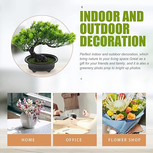 Miniatura 4 de Hemoton Árbol bonsái artificial, árbol de pino artificial, decoración de fiesta de Navidad, bonsái, decoración del hogar, plantas falsas para pared,