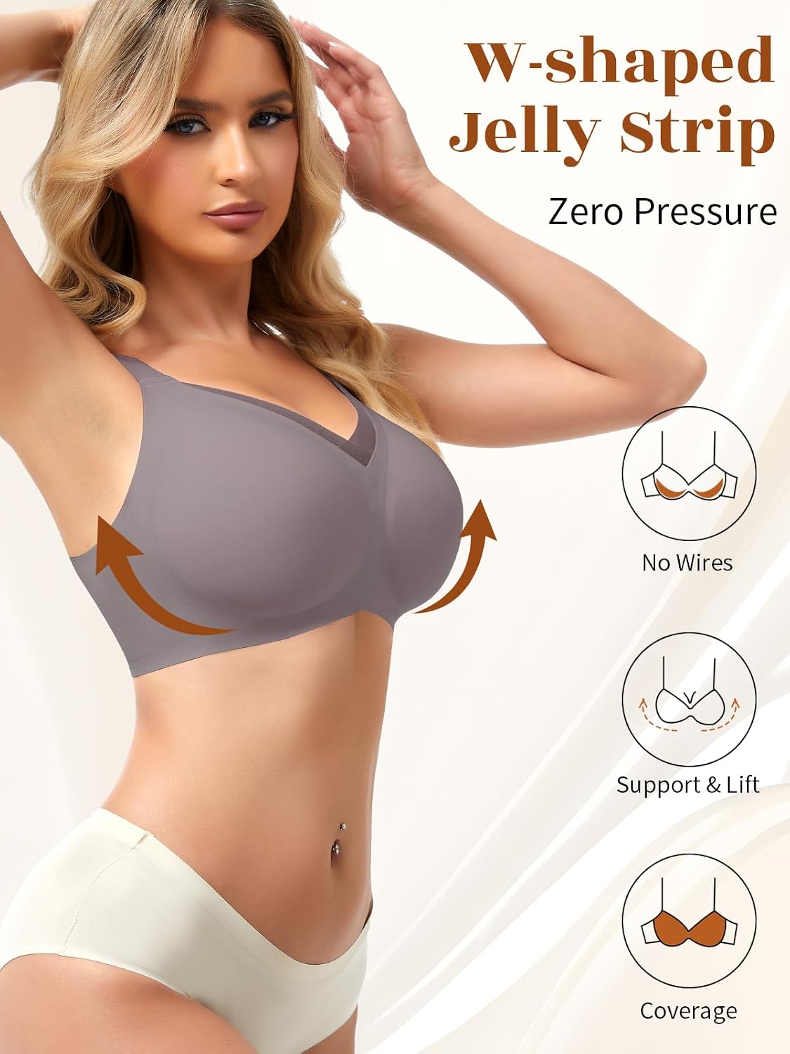 Ellareese Wireless Bras for Women Jelly Bras with Support V Mesh Bralette image 2