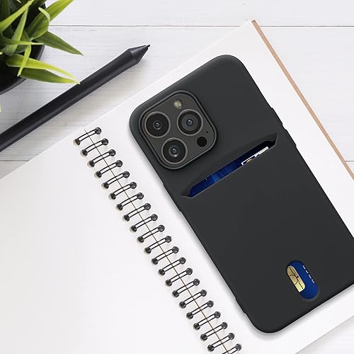 Miniatura 2 de kwmobile Funda compatible con Apple iPhone 13 Pro, funda de TPU suave con tarjetero y acabado de silicona, color negro